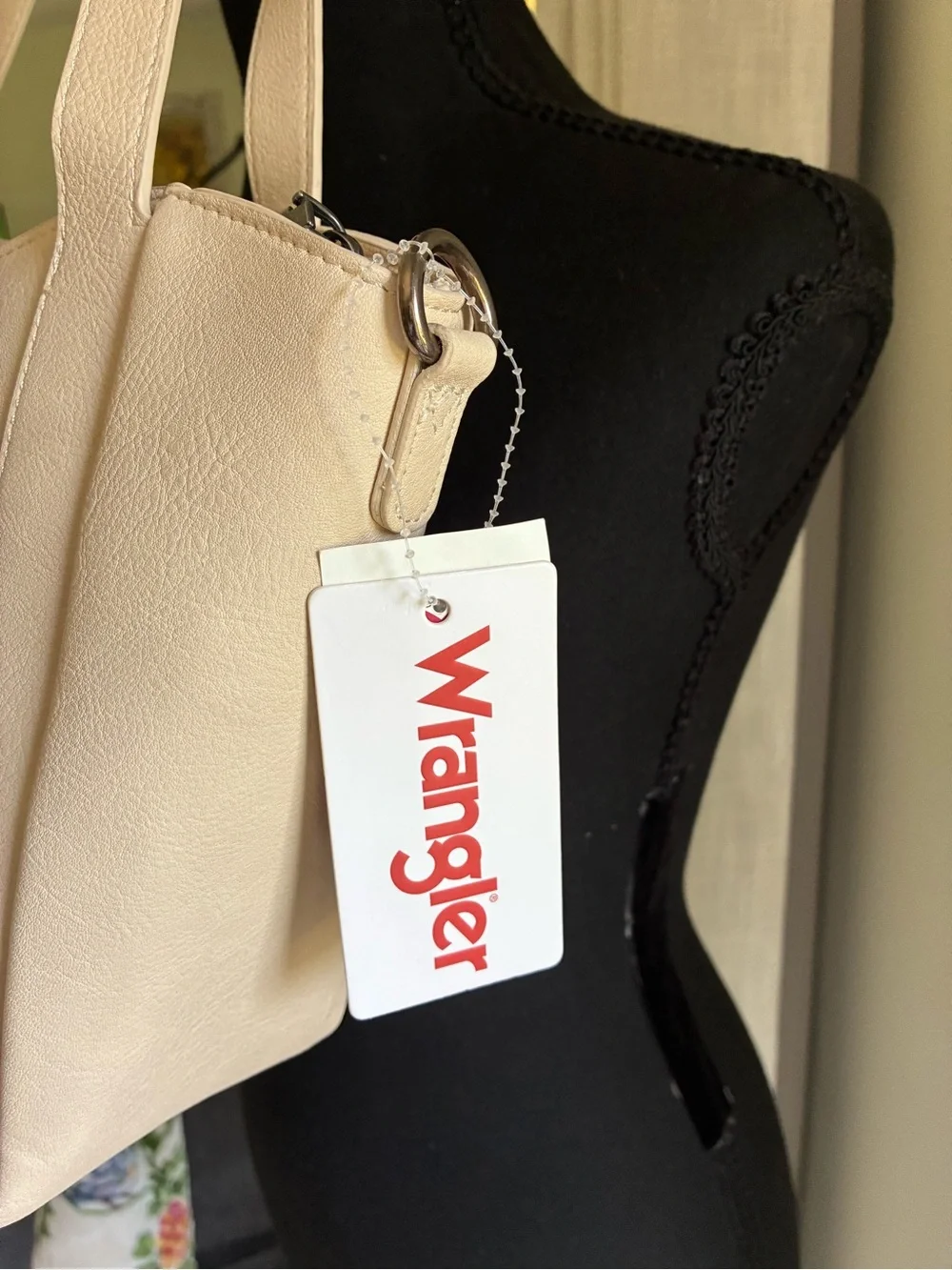 Wrangler Cream Tote with Embroidered Front and Buckle